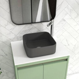 Royal Bathrooms Orion 600mm Mint Sage Floor Standing Plain White Countertop Vanity Unit 2 Drawer With Art Square Basin & Chrome Accent Trim - thumbnail 5