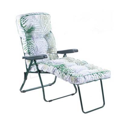 Alfresia Sun Lounger, Green Frame With Bamboo Leaf Classic Cushion - image 1