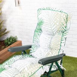 Alfresia Sun Lounger, Green Frame With Bamboo Leaf Classic Cushion - thumbnail 3