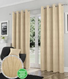 Enhanced Living Goodwood Cream Thermal, Energy Saving, Dimout Eyelet Curtains With Wave Pattern (Pair) - 46 X 54 Inch (117X137Cm)