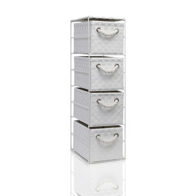 Arpan White 4 Drawer Storage Cabinet Unit Ideal For Home/office/bedrooms (4-Drawer Unit -18X25Xh65Cm) - image 1