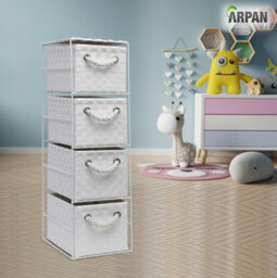 Arpan White 4 Drawer Storage Cabinet Unit Ideal For Home/office/bedrooms (4-Drawer Unit -18X25Xh65Cm) - thumbnail 6