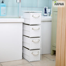 Arpan White 4 Drawer Storage Cabinet Unit Ideal For Home/office/bedrooms (4-Drawer Unit -18X25Xh65Cm) - thumbnail 2