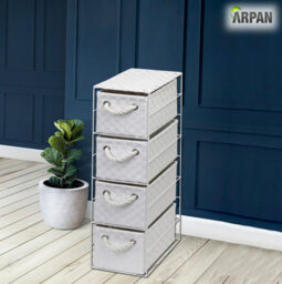 Arpan White 4 Drawer Storage Cabinet Unit Ideal For Home/office/bedrooms (4-Drawer Unit -18X25Xh65Cm) - thumbnail 4