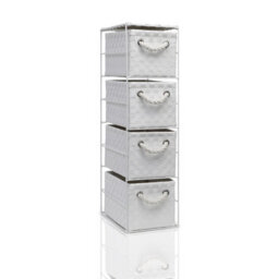 Arpan White 4 Drawer Storage Cabinet Unit Ideal For Home/office/bedrooms (4-Drawer Unit -18X25Xh65Cm) - thumbnail 1