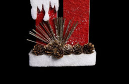 Shatchi 41Cm Christmas Pre Lit Twin Candles Battery Operated Glitter Foam Snow Covered Finish Table Decoration Red - thumbnail 3
