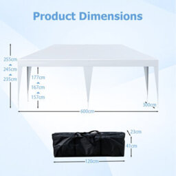 Costway 3 X 6M Pop Up Canopy Tent Easy Setup Portable Gazebo Shelter-White - thumbnail 2