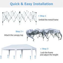 Costway 3 X 6M Pop Up Canopy Tent Easy Setup Portable Gazebo Shelter-White - thumbnail 4