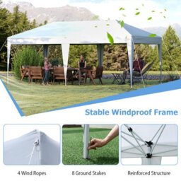 Costway 3 X 6M Pop Up Canopy Tent Easy Setup Portable Gazebo Shelter-White - thumbnail 6