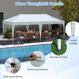 Costway 3 X 6M Pop Up Canopy Tent Easy Setup Portable Gazebo Shelter-White - thumbnail 9