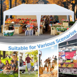 Costway 3 X 6M Pop Up Canopy Tent Easy Setup Portable Gazebo Shelter-White - thumbnail 8