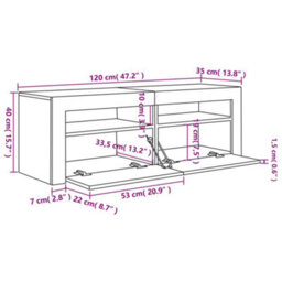 Vidaxl Tv Cabinet With Led Lights White 120X35X40 Cm - thumbnail 3