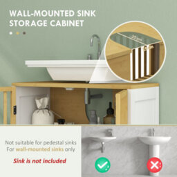Homcom Under Sink Bathroom Cabinet, Sink Storage Cabinet With Slat Doors - thumbnail 4