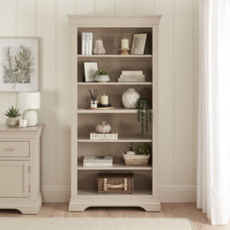 The Furniture Market Wilmslow Dove Grey Painted Tall Large Bookcase - thumbnail 1