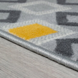 Bravich Hard Wearing Hessian Backed Stair Runner Kitchen Mat - Texas Geometric Gold, Grey & White - 60X150Cm (2'x5') - thumbnail 7