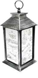 Shatchi Lights Up Led Christmas Lantern Rustic Silver Pvc Warm White Xmas Home Decorations Gifts - thumbnail 3