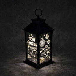 Shatchi Lights Up Led Christmas Lantern Rustic Silver Pvc Warm White Xmas Home Decorations Gifts - thumbnail 4