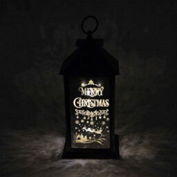 Shatchi Lights Up Led Christmas Lantern Rustic Silver Pvc Warm White Xmas Home Decorations Gifts - thumbnail 5