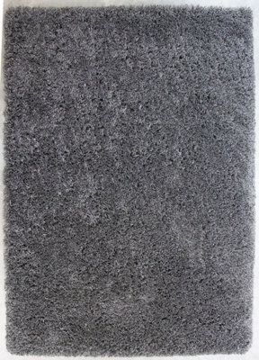 Loomed Slate Grey Thick Soft Shaggy Area Rug 60X110Cm - image 1