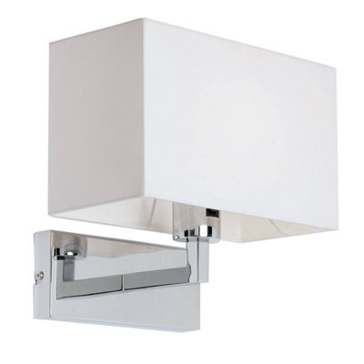 Luminosa Lighting Luminosa Piccolo 1 Light Indoor Wall Light Chrome, White Tc Fabric, E27