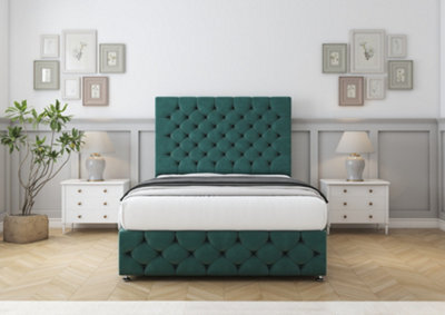 "Comfort Florida Emerald Plush Divan Bed Base 2 Drawers Foot-End - 26"" Strutted & 12"" Footboard 6' Super King" - image 1