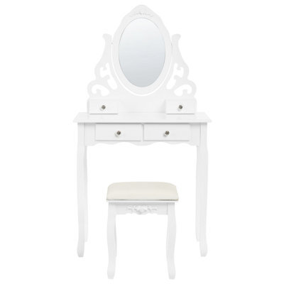 Beliani Scandinavian Dressing Table White With 4 Drawers And Adjustable Mirror - Compact Vanity Set - image 1