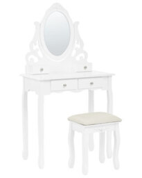 Beliani Scandinavian Dressing Table White With 4 Drawers And Adjustable Mirror - Compact Vanity Set - thumbnail 3