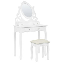 Beliani Scandinavian Dressing Table White With 4 Drawers And Adjustable Mirror - Compact Vanity Set - thumbnail 5