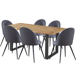 Hallowood Furniture Cullompton Large Dining Table (1.6M) With 6 Dark Grey Curved Back Chairs - thumbnail 8