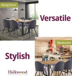 Hallowood Furniture Cullompton Large Dining Table (1.6M) With 6 Dark Grey Curved Back Chairs - thumbnail 6