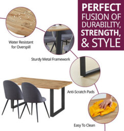 Hallowood Furniture Cullompton Large Dining Table (1.6M) With 6 Dark Grey Curved Back Chairs - thumbnail 2