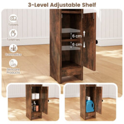 Gainoom Bathroom Brown Storage Cabinet Small Corner Floor Cabinet With Door - thumbnail 6