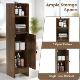 Gainoom Bathroom Brown Storage Cabinet Small Corner Floor Cabinet With Door - thumbnail 7