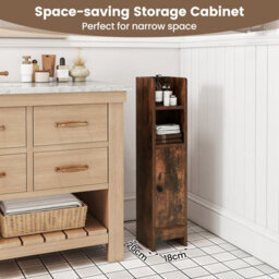 Gainoom Bathroom Brown Storage Cabinet Small Corner Floor Cabinet With Door - thumbnail 8