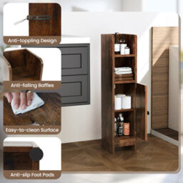 Gainoom Bathroom Brown Storage Cabinet Small Corner Floor Cabinet With Door - thumbnail 9