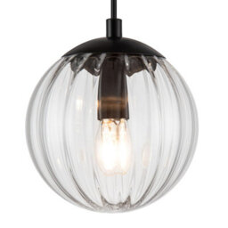 Cosylyte Kingston 3 Light Modern Ribbed Glass Pendant Light - Matt Black Base - thumbnail 7