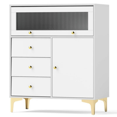 Gainoom Bedroom Chest Of Drawers Modern Storage Cabinet With 3 Drawers & 2 Doors - image 1