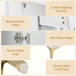 Gainoom Bedroom Chest Of Drawers Modern Storage Cabinet With 3 Drawers & 2 Doors - thumbnail 6