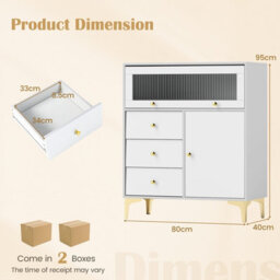 Gainoom Bedroom Chest Of Drawers Modern Storage Cabinet With 3 Drawers & 2 Doors - thumbnail 2