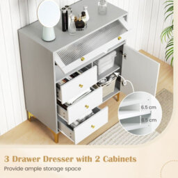 Gainoom Bedroom Chest Of Drawers Modern Storage Cabinet With 3 Drawers & 2 Doors - thumbnail 8
