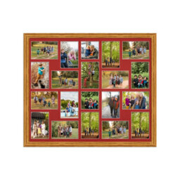 AK Frames 80X70Cm Oak Classic Multi Photo Frame With Crimson Mount - Holds 20 Apertures (18X) 6X4, (2X) 4X4 Photos