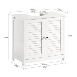 Sobuy Frg237-Ii-W, Under Sink Bathroom Cabinet With Adjustable Shelves, Mdf Bathroom Storage Unit,white,w60Xd35Xh58 - thumbnail 3