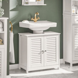 Sobuy Frg237-Ii-W, Under Sink Bathroom Cabinet With Adjustable Shelves, Mdf Bathroom Storage Unit,white,w60Xd35Xh58 - thumbnail 2