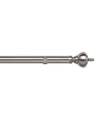Unknown 28mm Fixed Length Metal Eyelet Curtain Pole Set In Satin Silver - Vienna Finial, 180Cm - image 1