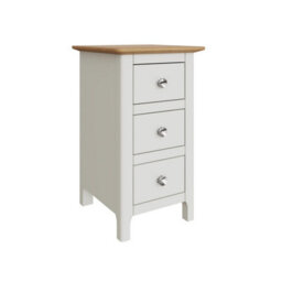 Fwstyle Taberno 3 Drawer Bedside Table Chest White Linen (H) 58 (W) 34 (D) 35Cm - thumbnail 2