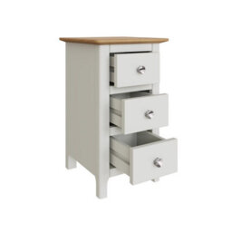 Fwstyle Taberno 3 Drawer Bedside Table Chest White Linen (H) 58 (W) 34 (D) 35Cm - thumbnail 3