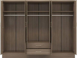 Seconique Nevada 6 Door 2 Drawer Mirrored Wardrobe In Rustic Oak Effect Finish - thumbnail 3