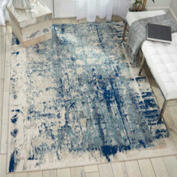 Ivory Blue Abstract Luxurious Modern Easy To Clean Rug For Dining Room Bed Room And Living Room-117Cm X 178Cm - thumbnail 2
