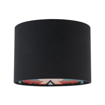 Happy Homewares Modern Colourful Aztec Designed Lamp Shade With Black Linen Fabric - image 1