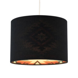 Happy Homewares Modern Colourful Aztec Designed Lamp Shade With Black Linen Fabric - thumbnail 2